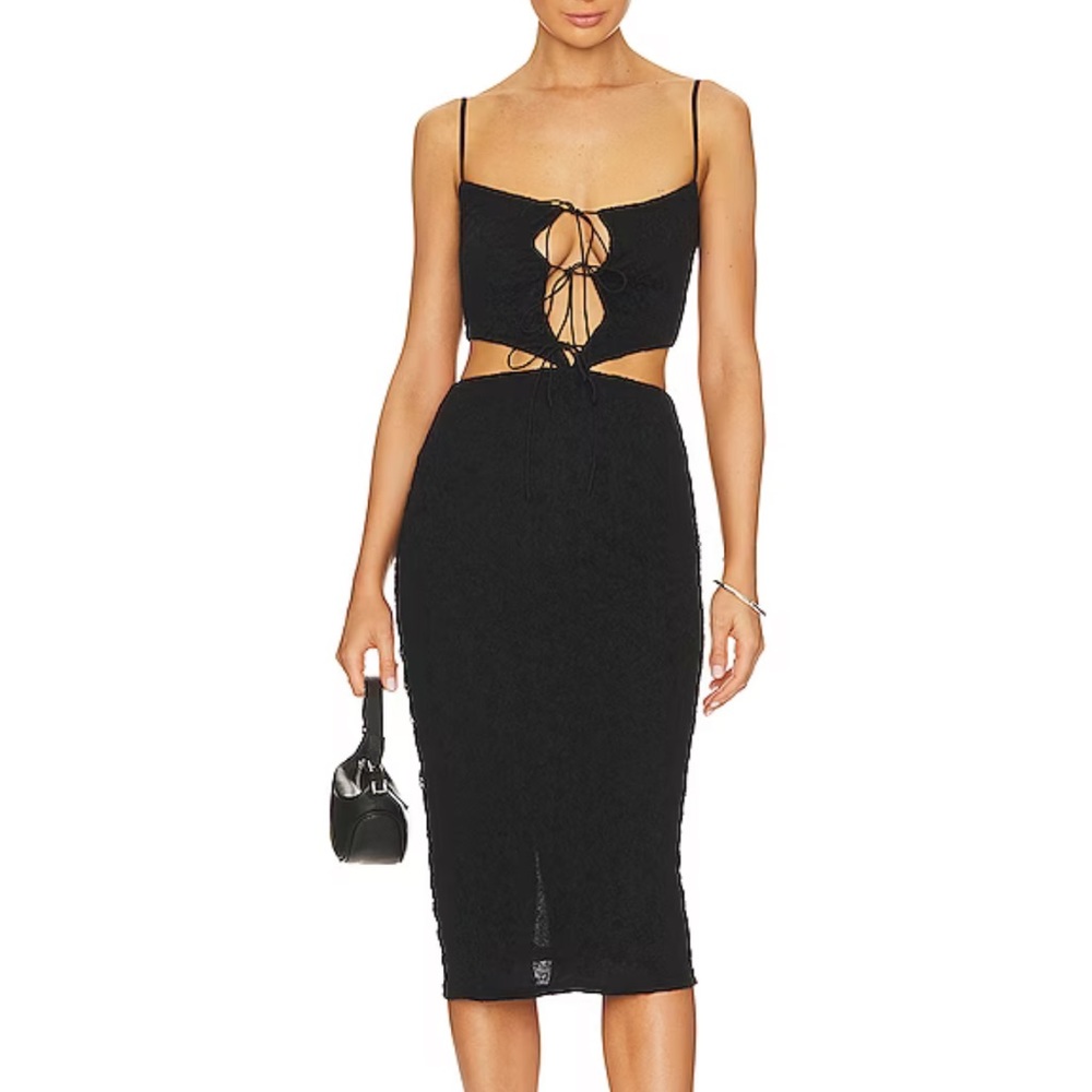 NEW Camila Coelho Ebony Midi Dress in Black